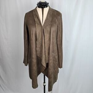 Hyfve Faux Leather Open Boho Jacket Women's L Brown
